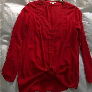 UO sheer button tie front blouse